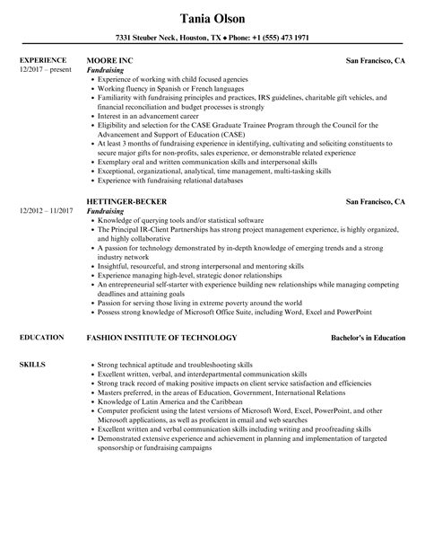 Fundraising Resume Sample .